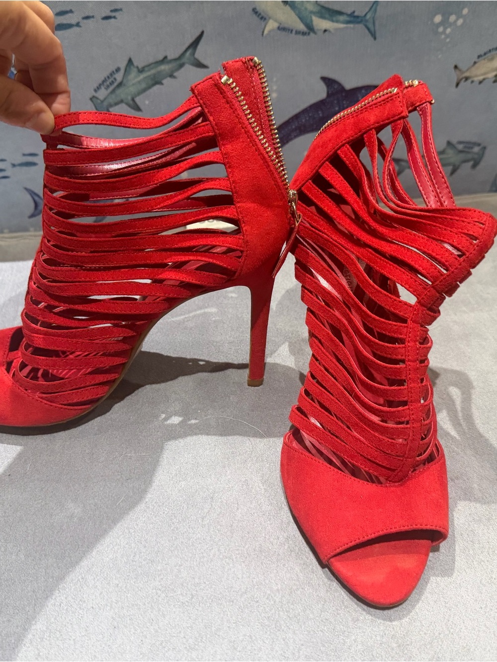 Red Strappy High Heel Sandals - Zara Women's Fashion Pumps